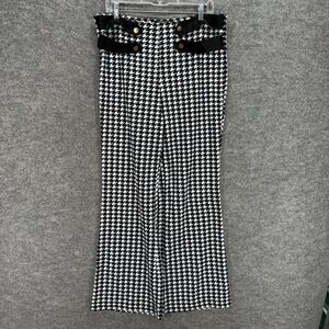 Chaolilai Dress Pants Women XL Black Geometric High Rise Flat Front Pull On